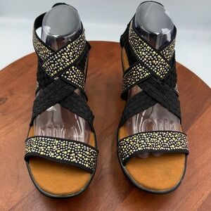 Bernie Mev Mely Luscious Black Studded Wedge Sandals Womens Size EU 41/US 10